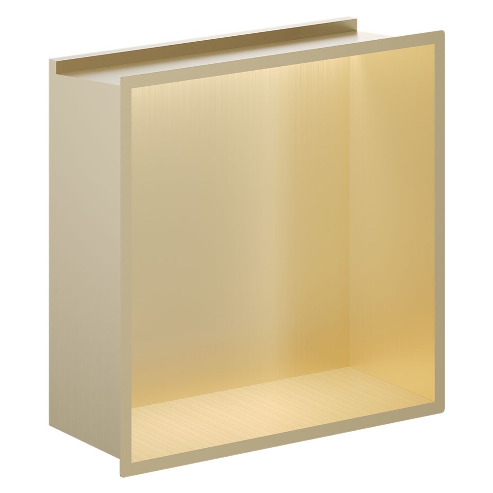 Cutout image of Crosswater Brushed Brass 305mm LED Shower Niche